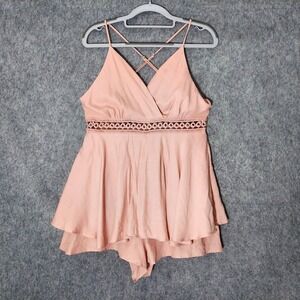 Love Tree Romper L Pink Dress Embroidered Woven Gauze Romantic Feminine Boho